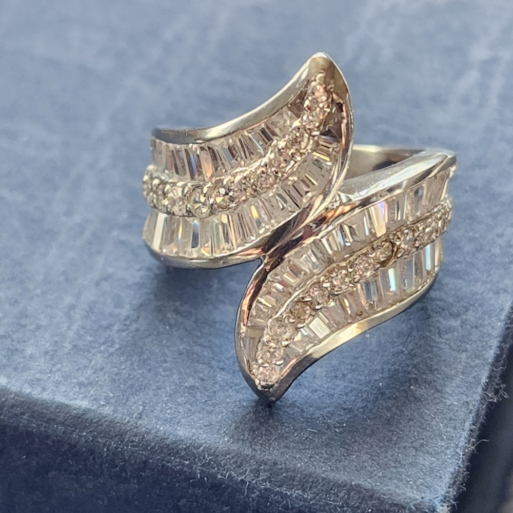 Sterling silver cubic zirconia cuff ring